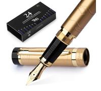 Wordsworth & Black Ensemble De Stylos Plume Primori [Or Superbe] Pointe Moyenne, éTui Cadeau, 24 Cartouches D'encre, Convertisseur De Recharge, Manuel ; Journalisation, Calligraphie, éCriture Fluide