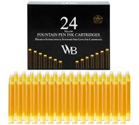 Wordsworth & Black Lot De 24 Recharges D'encre Pour Stylo Plume - 24 Cartouches D'encre Jaune, Taille Standard Internationale, Longueur Appr 1,5", Diamètre De Base Appr 0,24" - Jetables Et Génériques