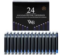 Wordsworth & Black Lot de 24 recharges d'encre pour stylo plume - Lot de 12 cartouches d'encre noires - 12 cartouches d'encre bleues - Taille standard internationale - Longueur : environ 5,2 cm