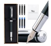 Wordsworth & Black Mini stylo-plume de poche, plume moyenne, vert | Coffret cadeau, corps en laiton, iridium allemand, voyage et journal intime, convertisseur, 6 cartouches d'encre rechargeable