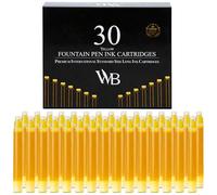 Wordsworth & Black Recharges D'encre Pour Stylo Plume - Lot De 30 Cartouches D'encre Jaune - Taille Standard Internationale - Longueur Appr 2,04 Pouces - Diamètre De La Base Appr 0,24 Pouce - Jetable