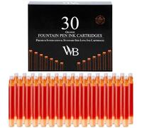 Wordsworth & Black Recharges D'encre Pour Stylo Plume - Lot De 30 Cartouches D'encre Orange - Taille Standard Internationale - Longueur Appr 2,04 Pouces - Diamètre De La Base Appr 0,24 Pouce - Jetable