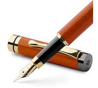 Wordsworth & Black's Ensemble Stylo Plume, Bois De Bambou De Luxe - Pointe Extra Fine, Coffret Cadeau ; 6 Cartouches D'encre, Convertisseur De Recharge D'encre - Calligraphie [Bois De Cerisier]
