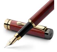 Wordsworth & Black's Ensemble Stylo Plume, Bois De Bambou De Luxe - Pointe Extra Fine, Coffret Cadeau ; 6 Cartouches D'encre, Convertisseur De Recharge D'encre - Calligraphie [Bois De Rose]