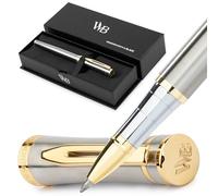 Wordsworth et Black Rollerball Pen - Stylo de Luxe - Finition Or 24K, Laque Argentée, Recharge d'Encre, Rechargeable, Cadeau pour Hommes & Femmes, Écriture Professionnelle, Beaux Stylos Élégants