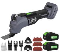 WORFCI Outil Multifonction Oscillant avec 2 Batteries, Multitool Sans Fil à Moteur Brushless, Lumière LED, 23 Accessoires, Boîte de Rangement, 6 Vitesses Réglables pour Enlever, Gratter, Coupe