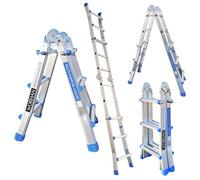 WORHAN Echelle de 302cm Aluminium Telescopique 3.02m A Forme Pliable Polyvalente Escabeau Robuste L3