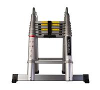 WORHAN Echelle de 4.4m Télescopique Aluminium Anodisé Modulable Pliable Polyvalente Escabeau Solide avec des Anneaux en Aluminium AK4.4