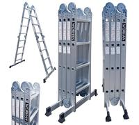 WORHAN Échelle de 4.6m Aluminium Multifonction Modèle de Grosse CHARNIÈRE Polyvalente Escabeau Échafaudage Multi-Usage ALU Modulable Pliable KS4.6