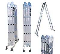 WORHAN Échelle de 5.7m Aluminium Multifonction Modèle de Grosse CHARNIÈRE Polyvalente Escabeau Échafaudage Multi-Usage ALU Modulable Pliable KS5.7