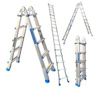 WORHAN Echelle de 530cm Aluminium Telescopique 5.3m A Forme Pliable Polyvalente Escabeau Robuste L5