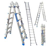 WORHAN Echelle de 587cm Aluminium Telescopique 5.87m A Forme Pliable Polyvalente Escabeau Robuste L6
