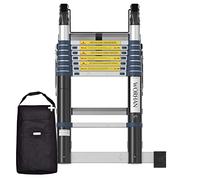 WORHAN Echelle de 5m Télescopique Aluminium Anodisé Modulable Pliable Polyvalente Escabeau Solide 500cm K5C+Bag