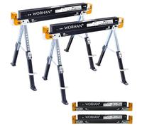 WORHAN Tréteaux Paire Robuste Stable (set de 2) Pieds Antidérapants Ajustables Réglage Rapide Chavalet Sciage Pliants Etablis Acier Galvanisé S600A