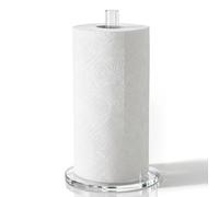 WORHE YGC001 Porte-serviettes en papier acrylique transparent de 15 cm de diamètre Base robuste pour cuisine salle de bain vanité comptoir Distributeur de papier essuie-tout pour rouleau d'essuie-tout