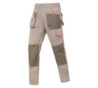 WORK IDEA Pantalon de Travail pour Homme avec Poches à Genoux Oxford en Toile résistante, Blanc, M