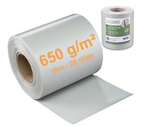 Workinghouse Brise-Vue PVC Grillage Rigide 650g/m² - 35m, Gris Clair | Occultant, RAL 7040, Premium, résistant, avec clips