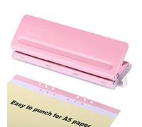 WORKLION Perforatrice réglable à 6 trous en métal pour agendas et classeurs à 6 anneaux avec capacité de 6 feuilles pour format A4 / A5 / A6 / personnel/format de poche (rose)