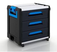 WorkMo, coffret d'outils 24-500, 3 tiroirs, noir/bleu