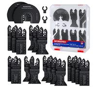 WORKPRO 22Pcs Lames de Scie Oscillantes, Coffret des Accessoires d'Outil Multifonction Oscillant, Lame de Scie Universelle pour Bois, Clous, Métal,Plastique, etc