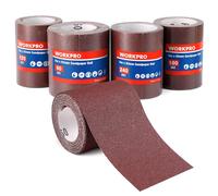 WORKPRO 4 rouleaux de papier de verre, 93 mm x 5 m, grain 60/120/180/240, pour ponçage bois, métal, peinture.