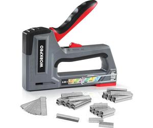 WORKPRO Agrafeuse manuelle professionnelle Set Heavy Duty 6-in-1 avec 4000 agrafes clous T20 force de tir réglable