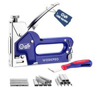WORKPRO Agrafeuse Murale Multifonction 3 en 1 en Acier | avec 1500 Agrafes et Arrache-Agrafes, Compatible T50, U et T, Pression Réglable, pour Bois, Tissu et Décoration