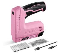 Agrafeuse sans Fil 3,6V 2000 mAh avec 2000 Agrafes WORKPRO, Agrafeuse Multifonction 2 en 1 Compatible avec Clous et Agrafes Type 53, 8 pour les Projets de Bricolage en Ameublement, Menuiserie(Rose)