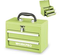 WORKPRO Boîte à outils mini portable en métal, 2 tiroirs, 10,8 x 5,9 x 8,2 pouces - Vert macaron