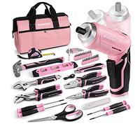 WORKPRO Boîte à Outils Pink Rose 53 Pièces avec Tournevis sans Fil 3,7 V