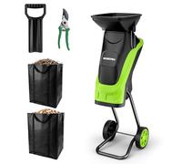 Broyage de jardin électrique WORKPRO avec sécateur, broyeur à lames de 2500 W avec un diamètre de coupe de 44 mm, 4300 tr/min, 2 sacs de collecte de 45 L, broyeur à bois