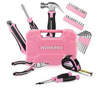 WORKPRO Caisse à Outils Rose 35 Pièces, Trousse à Outils avec Boîte de Rangement, Mallette Outils Rose pour Usage Domestique ou Petits Travaux