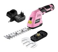 WORKPRO Cisaille Sculpte-Haie Electrique, Taille-Herbes sans Fil 12V | Cisaille à Gazon Batterie 2000mAh avec 2 Lames, Taille Haie Léger pour Coupe, Elagage, Noir & Rose
