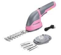 Cisaille Sculpte-Haie et Taille-Herbes sans Fil 3,6V WORKPRO, Cisaille a Gazon avec 2 Lames, Largeur/Longueur de Coupe 7,5 cm/12 cm, Batterie 2000mAh et Type C, pour Coupe, Elagage, Gris Rose