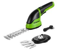 WORKPRO Cisaille Sculpte-Haie et Taille-Herbes sans Fil 3,6V | Cisaille à Gazon avec 2 Lames, Largeur/Longueur de Coupe 7,5 cm/12 cm, Batterie 2000mAh et Type C, pour Coupe, Elagage