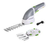 WORKPRO Cisaille Sculpte-Haie et Taille-Herbes sans Fil 3,6V, Cisaille à Gazon avec 2 Lames, Largeur/Longueur de Coupe 7,5 cm/12 cm, Batterie 2000mAh et Type C, pour Coupe, Elagage, Gris Blanc
