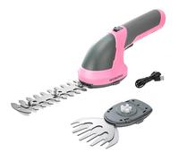 WORKPRO Cisaille Sculpte-Haie et Taille-Herbes sans Fil 7,2V, Cisaille à Gazon avec 2 Lames, Taille Haie Electrique 2 en 1 avec Batterie 2000 mAh, Câble de Charge(Rose)