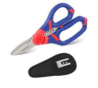 WORKPRO Ciseaux d'Electricien et Dénudeur de Câble 2 en 1 avec Etui | Ciseaux Multifonctions en Acier Inoxydable, Longeur: 150 mm