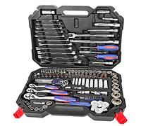 WORKPRO Coffret de Douilles Clés à Cliquet et Embouts Professionnels en Acier Chrome-Vanadium pour Réparation Voiture Auto Mécanique avec Malette 123 Pièces