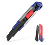 WORKPRO Cutter Professionnel 18 mm en Aluminium, Cutter Rétractable | avec Lames Sécables SK5, 10 Lames de Rechange et Distributeur, Multi-Usage pour Papier, Carton et Plastique