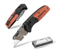 WORKPRO Cutter utilitaire pliant avec manche en bois et 10 lames de rechange SK5