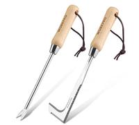 WORKPRO Desherbeur Manuel 2 Pièces, Couteau Désherbeur | Désherbeur Manuel en Acier Inoxydable avec Poignée Plastique, Arrache Mauvaise Herbe, Outil Désherbage pour Jardin