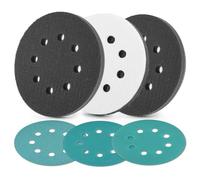 WORKPRO Disque Abrasif 125mm 3 Pièces + 3 Pads Interface | Papier à Poncer avec 8 Trous Grain 80/120/240, Disque Poncage pour Ponceuse Orbitale, Idéal Courbes et Bords