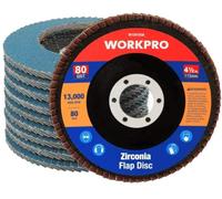 Disques Abrasifs 10 pieces WORKPRO, Disques de lames ø115 mm, Disques 80 Grain pour Meuleuses d'Angle pour Acier Inoxydable, Metal/Acier et Bois