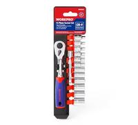 WORKPRO Ensemble de Clés à Cliquet 1/4" de Dégagement Rapide avec 72 Dents et Douilles en Cr-V 14 Pièces