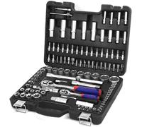 WORKPRO Jeu de 108 pièces d'outils avec douilles 1/4" et 1/2" (dont embouts liquet à dégagement rapide - Kit d'outils mécanique CR-V, cadeau pour la fête des Pères, idéal pour le bricolage e