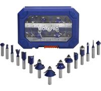 WORKPRO Jeu de 15 fraises avec tiges 8mm dans un coffret de rangement