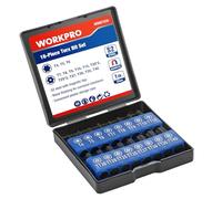 WORKPRO Jeu de 16 embouts de tournevis Torx en acier S2 magnétiques avec porte-embout, manchons hexagonaux 1/4 pouce et boîte de rangement