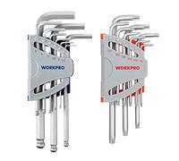 WORKPRO Jeu de 18 Clés Allen Hexagonales en Cr-V | Tête Plate, Torx, Sphérique, Clés Males avec Etui Portative pour Réparation et Assemblage de Vélo, Voiture, Electroménager