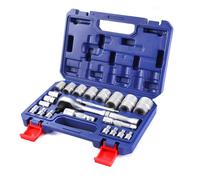 WORKPRO Jeu de 22 clés à douille avec manche à cliquet liquet 1/4, 3/8, 1/2 pouce, jeu de clés à douille métrique Cr-V avec barres d'extension, ensembles d'outils de mécanique pour le bricolag